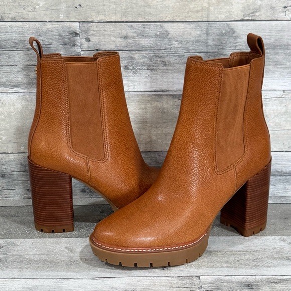 TORY BURCH CARSON LUG SOLE ANKLE BOOT - Toasted Caramel - Sz - 10 .US - Picture 1 of 11